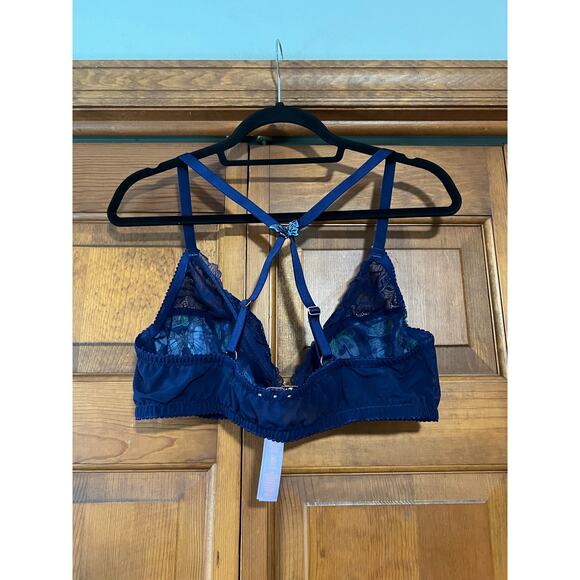 Savage X Fenty Women's Baroque Butterfly Lace Bralette Blue Green Size 2X (42C) - Picture 7 of 16